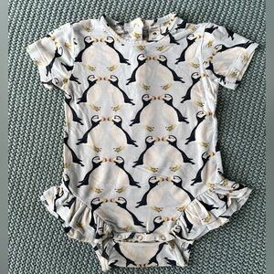 Kate Quinn Puffin Print Baby Ruffle Bodysuit